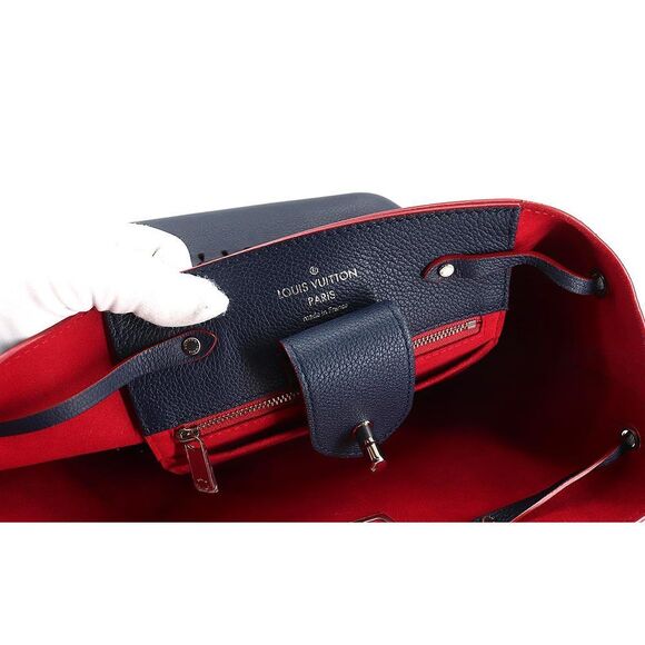 Louis Vuitton LockMe Bucket Shoulder Bag Leather Marine Rouge - Picture 6 of 7